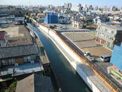 猫実地区道路工事および堀江地区橋台工事完了の様子