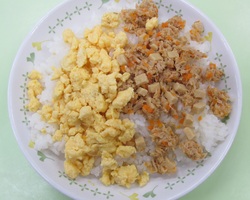 写真：炒り卵・かぼちゃ豆腐そぼろどちらかの写真