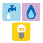 Illustration of water, electricity, and gas