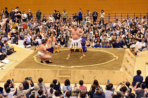 写真:横綱照ノ富士関の土俵入り